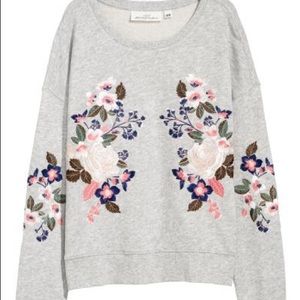 H&M Embroidered Grey Sweatshirt